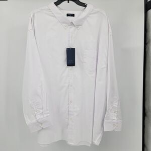 Double Pump Mens Classic White Button Down Long Sleeve Dress Shirt 6XL NWT